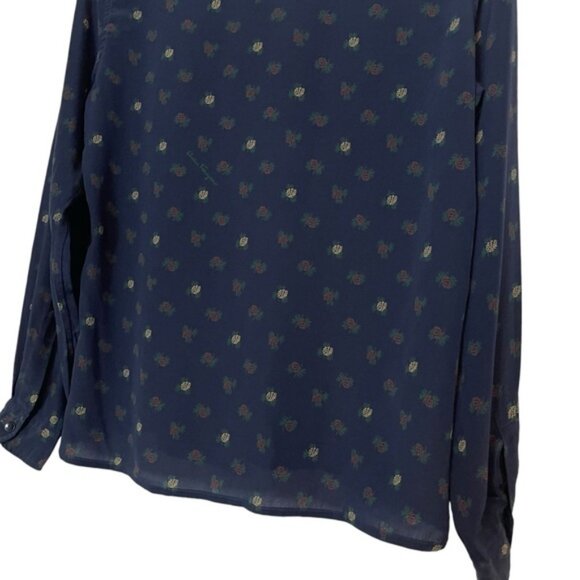 Salvatore Ferragamo vintage blue 100% silk button up long sleeve polo size M - Picture 6 of 8